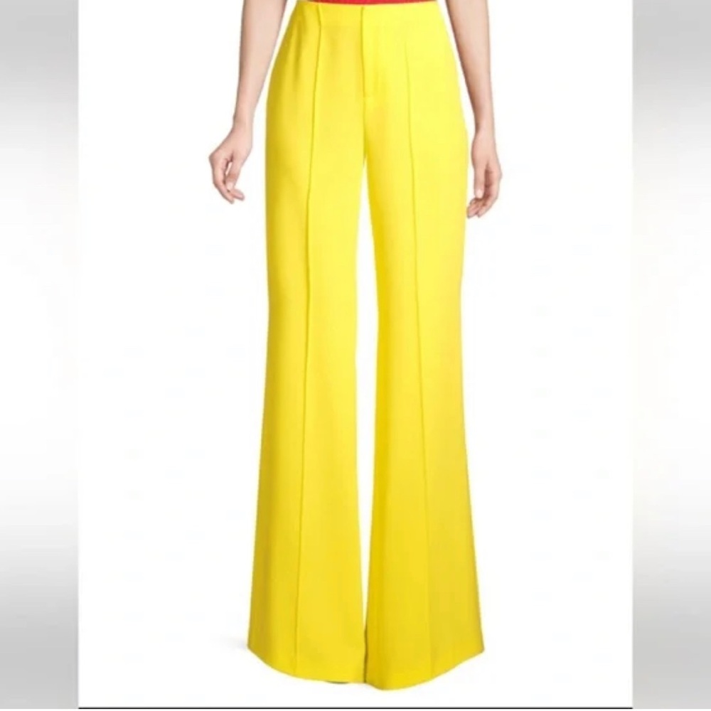 Alice + Olivia Bright Yellow Wide Leg Pants sz 2 flowy high waisted